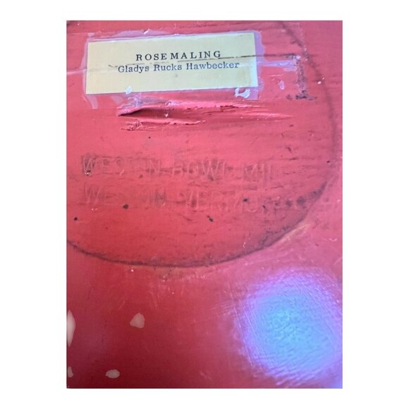 Vtg Rosemaling Hand Painted Wooden Decorative Bowl 9" Folk Art Made Weston VT US - Picture 6 of 7